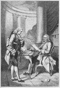 La démission de Turgot 1776 - Louis XVI (1754-1793), roi de France, et Anne Robert Jacques Turgot (1727-1781) - La démission de Turgot - gravure de « L