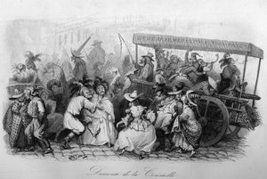 La descente de la Courtille ("Le carnaval" chanson de Marc-Antoine Madeleine Desaugiers) dans "CHANS et CHANS POPULES DE LA FRANCE - 1843 - H.- L. DELLOYE, éditeur, LIBRAIRIE DE GARNIER." - French School