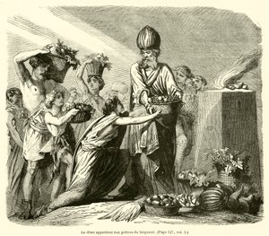 La dîme appartient aux prêtres du Seigneur (gravure) - French School
