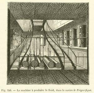 La machine à produire le froid, dans le navire le Frigorifique - French School