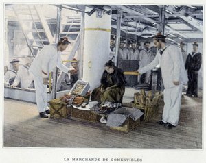 Le marchand de comestibles - dans Album militaire - Marine : La vie à bord - French School