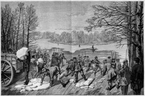 La récolte de la glace sur les lacs gelés du bois de Vincennes, dans « Le Monde Illustré » 1887. - French School