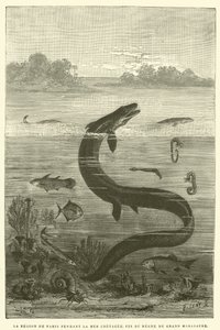 La région de Paris pendant la mer crétacée, fin du règne du grand mosasaure - French School