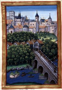 La ville de Lyon - dans "Roman de Palamus, conte de Lion" par Simphorian-Champier - French School