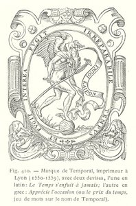 Étiquette de Jean Temporal, imprimeur français de Lyon - French School