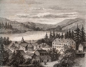 Lac de Gérardmer - Alsace Champagne Ardenne Lorraine - gravure dans «La France illustrée: géographie, histoire, administration statistique» par V.A. Malt-Brown. 1884 - French School