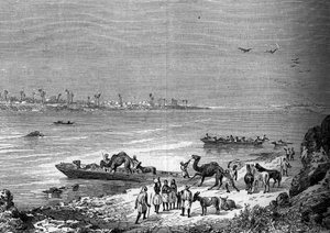 Lac Niger dans la ville de Sai, Afrique. Gravure dans "Le Journal de la jeunesse"