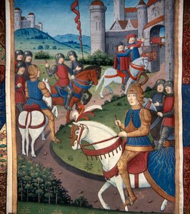 Lancelot arrivant dans un village français - French School