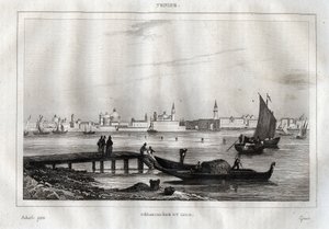Embarcadère du Lido de Venise - Gravure tirée de « L