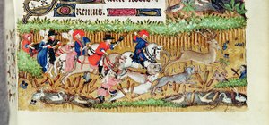 Lat 1156 B f.163 novembre ; chasse au cerf, tirée des Heures de Marguerite d
