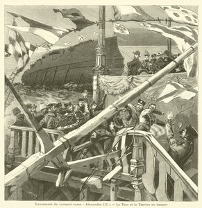 Lancement du cuirassé russe Imperator Aleksandr III - French School