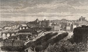 Laval - Mayenne - Pays de la Loire - gravure dans "La France illustrée : géographie, histoire, administration statistique" par V.A. Malt-Brown. 1884 - French School