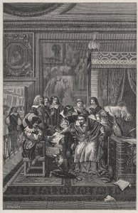 Le Cardinal de Richelieu mourant Lithographie par Charles Motte (1785-1836) dans « Les Hommes Célèbres de la France » par Louis Dumas 1889 - French School