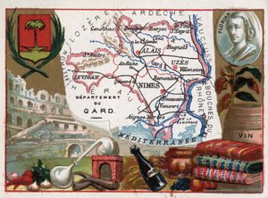 Le Gard (30), Languedoc-Roussillon, France - Spécialité locale : eau-de-vie (appareil de distillation) et vin - Portrait de Jean-Pierre Claris de Florian (1755-1794) - Série sur les départements français - French School