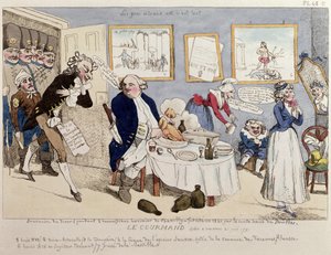 Le Gourmand, caricature de Louis XVI (1754-93) et de la famille royale française au moment de leur arrestation à Varennes le 21 juin 1791 - French School