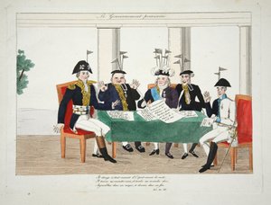 Le Gouvernement Provisoire, pub. 1814 (gravure en couleur) - French School