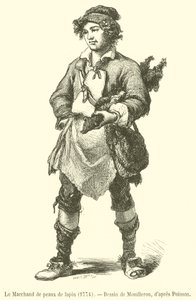 Le Marchand de peaux de lapin - French School