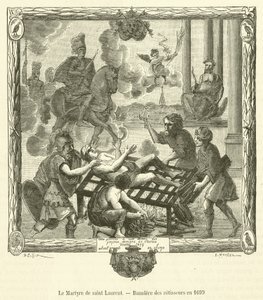 Le Martyre de saint Laurent, Bannière des rôtisseurs en 1699 - French School
