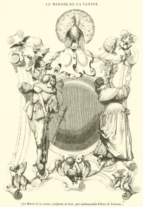 Le Miroir de la vanité, sculpture en bois - French School