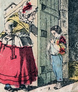 Le Père Fouettard, personnage français du père fouettard, figure légendaire du folklore punissant les enfants méchants : sa femme, La Mère Fouettard, qui livre les enfants repentis - Image d