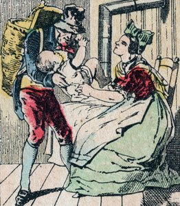 Le Père Fouettard, personnage français du père fouettard, figure légendaire du folklore punissant les enfants méchants et enfermant les enfants désobéissants, image d