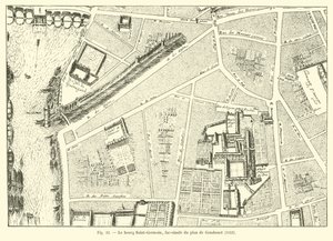 Le bourg Saint-Germain, fac-similé du plan de Gomboust, 1652 - French School