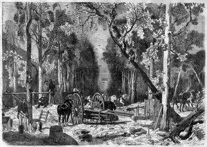 Le bûcheron au jardin du Luxembourg à Paris en 1870 - French School
