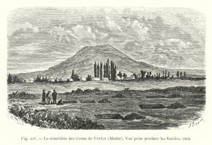 Le cimetière des Crons de Vertus, Marne, Vue prise pendant les fouilles - French School