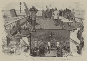 Le dejeuner de la presse sur la tour Eiffel (engraving) - French School