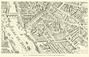 Le faubourg Saint-Germain en 1615, fac-similé du plan de Mathieu Merian - French School