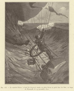 Le matelot Prince, à bord du Jacquard, tombe en plein Océan et périt dans les flots, au large de Plymouth, le 29 novembre 1870 - French School