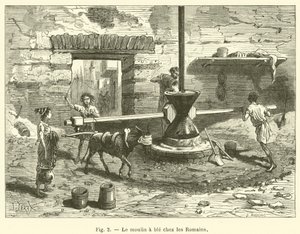 Le moulin a ble chez les Romains - French School
