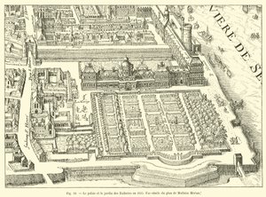Le palais et le jardin des Tuileries en 1615, fac-similé du plan de Mathieu Merian - French School