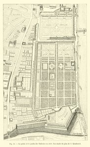 Le palais et le jardin des Tuileries en 1632, fac-similé du plan de I. Gomboust - French School