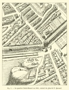 Le quartier Saint-Honoré en 1608, extrait du plan de F. Quesnel - French School