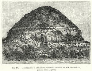 Le tombeau de la Chrétienne, monument funéraire des rois de Mauritanie, près de Koléa, Algérie (gravure) - French School