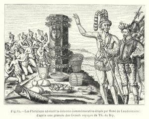 Les Floridiens adorant la colonne commémorative érigée par René de Laudonnière (d