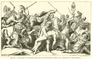 Les Grecs et les Troyens autour du corps de Patrocle - French School