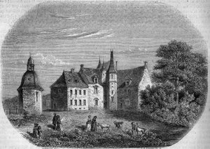 Les Rochers, maison de Madame de Sévigné (Marie de Rabutin-Chantal, marquise de Sévigné) (1626-1696). Vitré, Ille-et-Vilaine (35). Gravure de Lancelot dans 