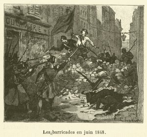 Les barricades en juin 1848 - French School
