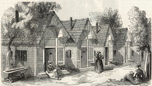 Les chalets de la Salpêtrière pour les folles agitées - Gravure dans « Tableau-de-Paris » par Edmond Texier 1852 - French School