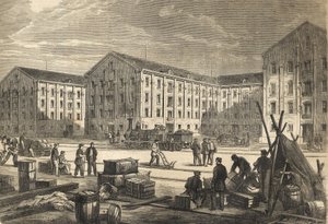 Les docks de Rouen en 1866 - Gravure