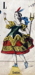Lettre L : Lutin. Gravure dans "Alphabet mascarade". Nouvelle imagerie d