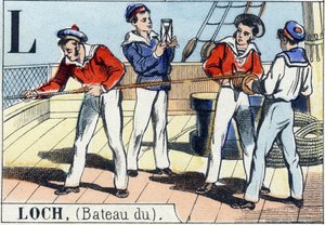 Lettre L comme loch. Alphabet de la marine. Imagerie d