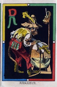 Lettre R en tant que pasteur. Alphabet des singes. Gravure sur bois. Imagerie d