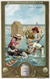 Série de chromolithographies Liebig "Jeux de plage" d