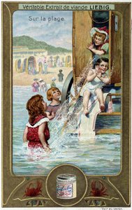 Série de chromolithographies Liebig « Jeux de plage » des enfants. sd. 19e siècle