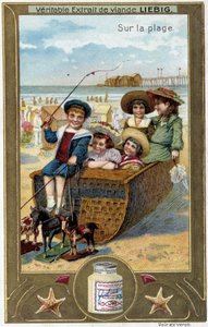 Série de chromolithographies Liebig "Jeu de plage" des enfants. sd. 19ème siècle