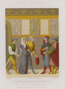 Seigneurs, noble femme et bourgeois - French School