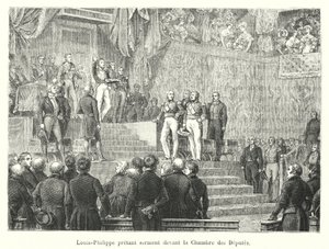 Louis-Philippe prêtant serment devant la Chambre des Députés - French School